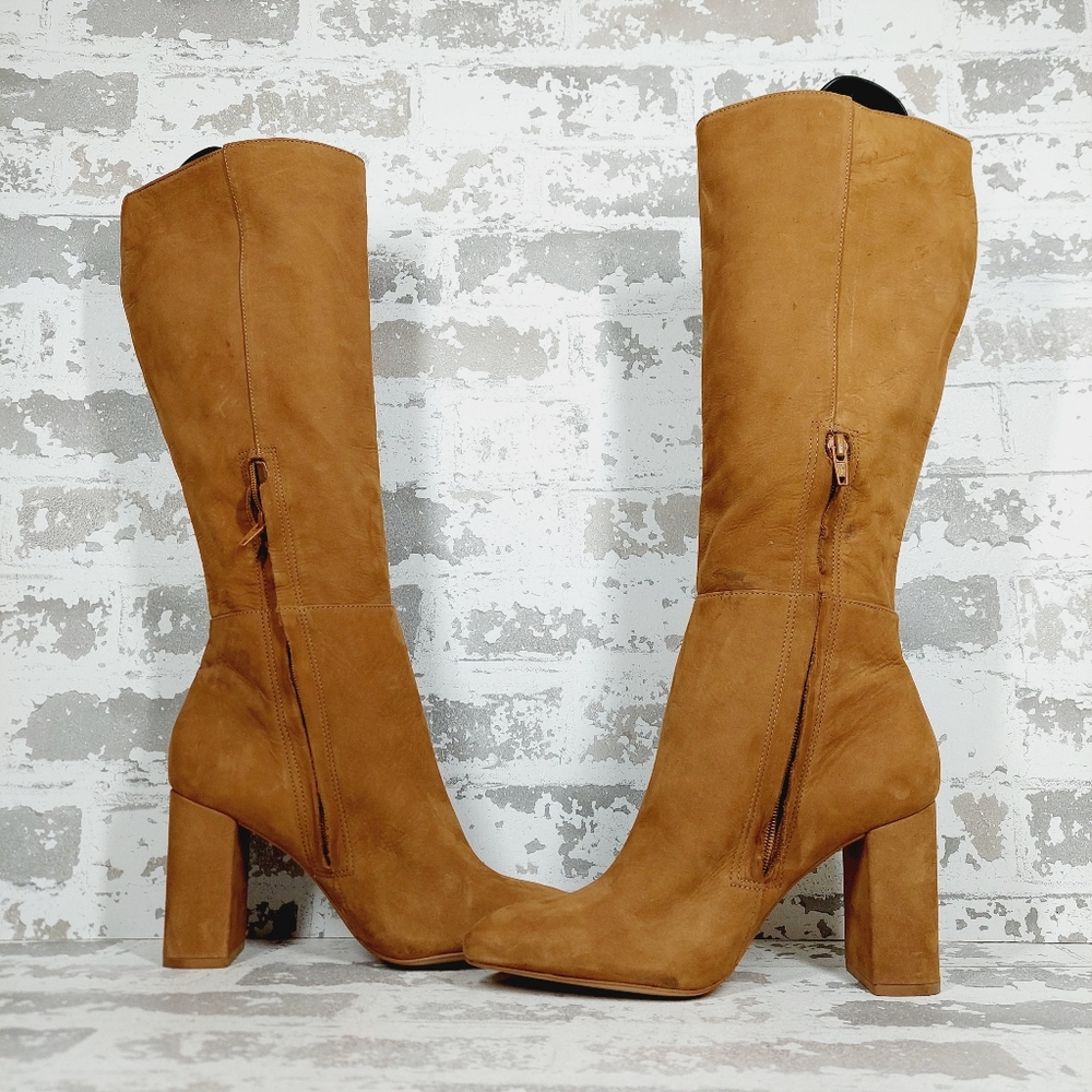 NEW Steve Madden NINNY Tan Suede Heeled Boots M93 - Picture 5 of 12